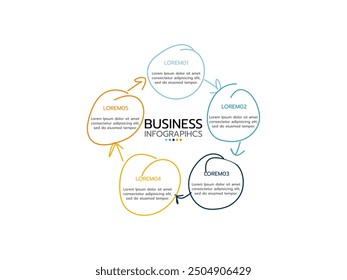 Business infographic template. concept hand drawn style with 5 options or steps.