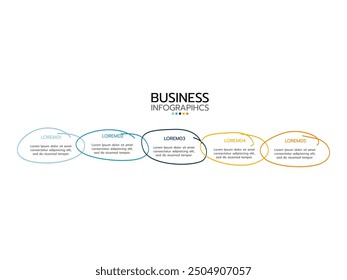 Business infographic template. concept hand-drawn style with 5 options or steps.