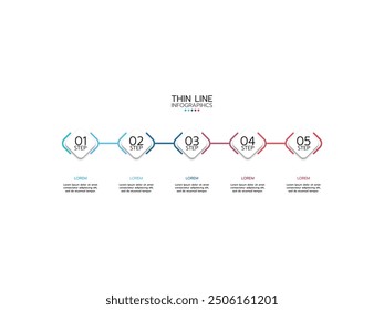 Plantilla de infografía de negocios. Concepto de proceso, infografía de línea de tiempo con 5 pasos, círculos, flechas.