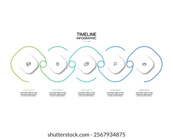 Business infographic template. Concept thin line process with 5 options or steps. Vector illustration.