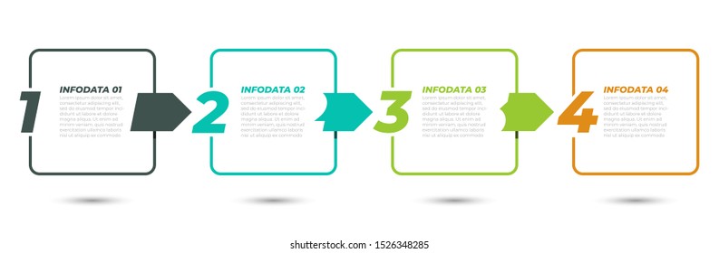 Business infographic template. Creative design element with square and 4 options, steps. Vector illustration.
