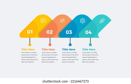 Diseño creativo de plantilla de infografía de negocios con cuatro o cuatro pasos para la presentación, diseño de plantilla de infografía de vector mínimo moderno