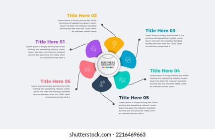 Diseño creativo de plantilla de infografía empresarial con seis o seis pasos para la presentación, diseño de plantilla de infografía mínima moderna