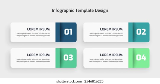 Modelo de Infográfico de Negócios Design Criativo com Ícone e 4 Número para Apresentação