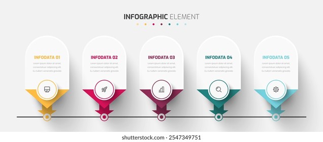 Diseño creativo de la Plantilla de la infografía del negocio con el icono Abstractas de la etiqueta y 4 opciones para la presentación