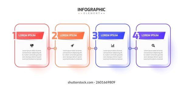 Business Infographic Template Creative Design with Thin Line Icon and 4 Number for Presentation	