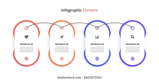 Business Infographic Template Creative Design with Abstract Label Icon and 4 Option for Presentation	