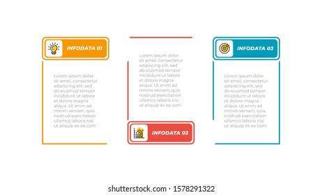 Business Infographic template.  Creative rectangle simple concept with marketing icons and 3 step, option. Vector illustration.