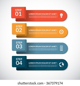 Business infographic template. Curved paper banners and infographic elements. Vector background with 4 steps, parts, options 