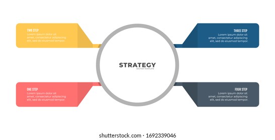 Business Infographic template. Data Visualization concept with circle and 4 number options, steps. Vector illustration. 