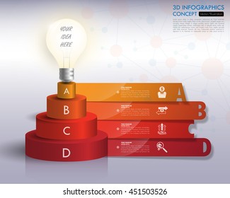 business Infographic Template. Data Visualization. Can be used for workflow layout, number of options, steps, diagram, graph, presentation, chart and web design. Vector illustration.