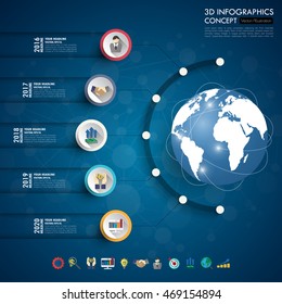 business Infographic Template. Data Visualization. Can be used for workflow layout, number of options, steps, diagram, graph, presentation, chart and web design. Vector illustration.