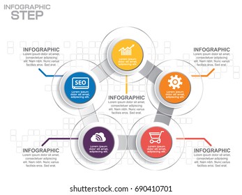 Business Infographic Template. Data Visualization. Can be used for workflow layout, number of options, steps, diagram, graph, presentation, chart and web design. Vector illustration.