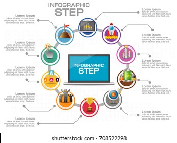 Business Infographic Template. Data Visualization. Can be used for workflow layout, number of options, steps, diagram, graph, presentation, chart and web design. Vector illustration.