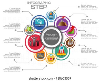 Business Infographic Template. Data Visualization. Can be used for workflow layout, number of options, steps, diagram, graph, timeline, presentation, chart and web design. Vector illustration.