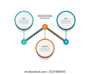 Business infographic template design with 3 step
