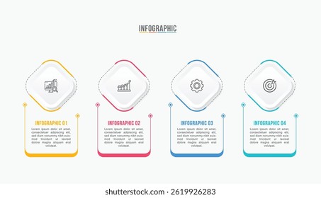 Business infographic template design. 3-4-5 options or steps timeline infographic design. Can be used for process diagram, presentations, workflow layout, flow chart, steps, banner.