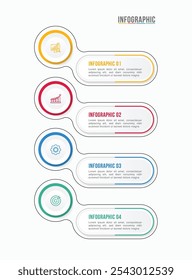 Business infographic template design. 4 options or steps timeline infographic template design. Can be used for process diagram, presentations, workflow layout, flow chart, steps, banner.