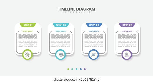 Business infographic template design. 4 options or steps timeline infographic design. Can be used for process diagram, presentations, workflow layout, flow chart, steps, banner.