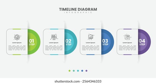 Business infographic template design. 4 options or steps timeline infographic design. Can be used for process diagram, presentations, workflow layout, flow chart, steps, banner.