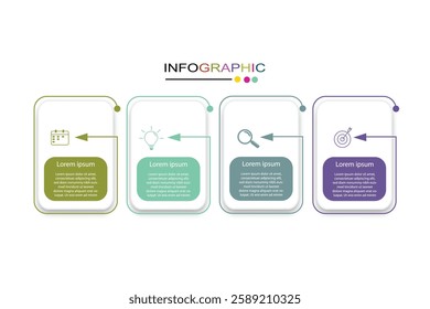 Business infographic template design. 4 options or steps timeline infographic design.
