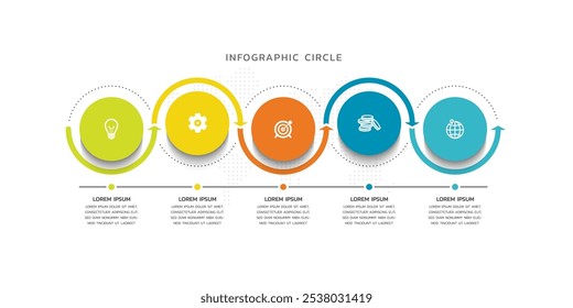 Design de modelo de infográfico de negócios com 5 etapas