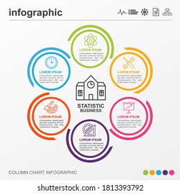Business infographic template design with 6 options. Vector design