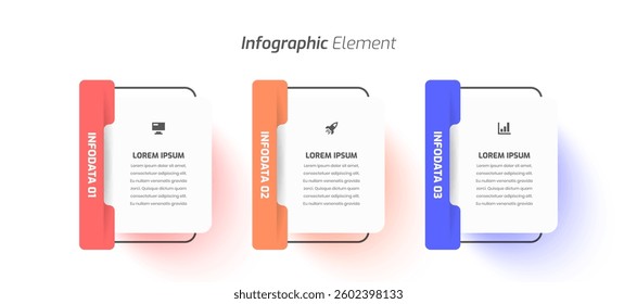 Business Infographic Template Design with Abstract Design, Icon and 3 Options for Presentation	