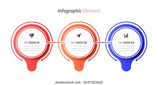 Business Infographic Template Design com ícone de design abstrato e 3 opções para apresentação Fluxograma