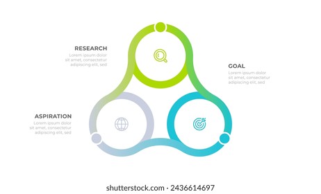 Business infographic. Template design with cycle diagram 3 step, options or parts.