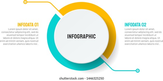 Business infographic template design element with circle half process. Vector business concept with 2 options, steps.