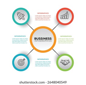 Business infographic template design element with circle . 4 options workflow diagram, circle timeline number infographic, process steps chart. Timeline design for brochure, presentation.