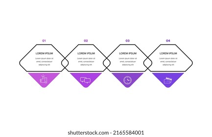 Business infographic template design with icons and 4 options. Vector illustration. Can be used for process diagram, presentations, workflow layout, banner, flow chart.