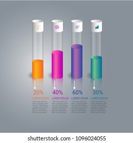 Business infographic template design and illustration test tube concept design with coloful growth. vector design element illustration.