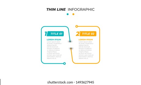 Business infographic template design label with 2 options, steps or process. Thin line concept for presentation. Vector illustration.