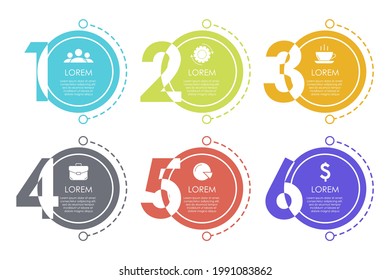 Business infographic template. Design with numbers. Abstract vector with 6 options or steps. Illustration can be used for layout, diagram, presentation and web design.