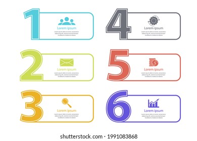 Business infographic template. Design with numbers. Abstract vector with 6 options or steps. Illustration can be used for layout, diagram, presentation and web design.