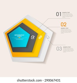 business infographic template design with pentagon chart elements.can be used for workflow layout, diagram, number options, web design.  illustration ,EPS10