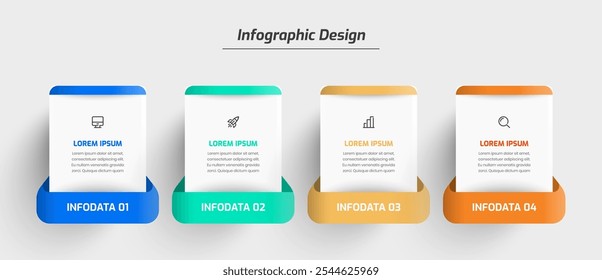 Business Infographic Template Design with Rectangle Label Icon and 4 Option for Presentation