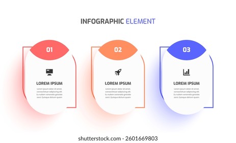 Business Infographic Template Design with Rounded Rectangle Label Icon and 4 Number for Presentation