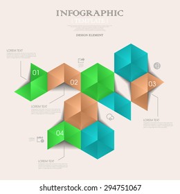 business infographic template design with step hexagon lable elements.can be used for workflow layout, diagram, number options, web design.  illustration ,EPS10