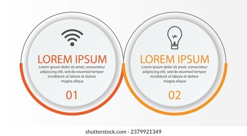 Business Infographic Template Design. Time line minimal concept with 2 option steps and marketing icons. Vector linear infographic with two connected elements. Can be used for your business gifts