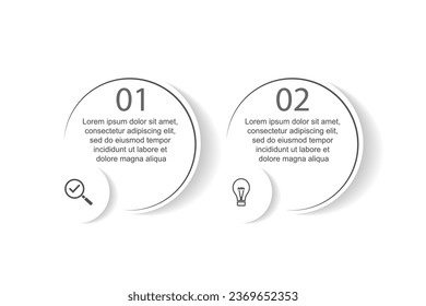 Business Infographic Template Design. Timeline with 2 steps, options and marketing icons. Vector linear infographic with Two connected elements. Can be used for presentations in your business.