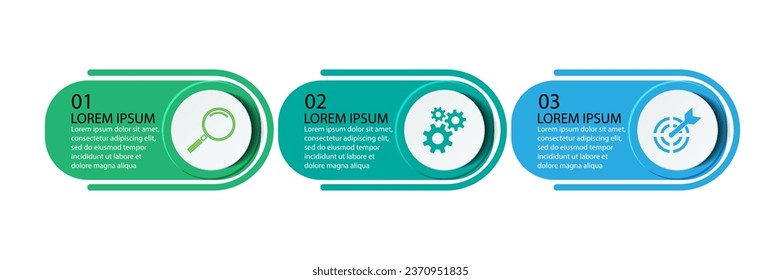 Business Infographic Template Design. Timeline with 3 steps, marketing options and icons. Vector linear infographic with three connected elements. Can be used for presentations in your business.