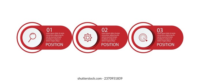 Business Infographic Template Design. Timeline with 3 steps, marketing options and icons. Vector linear infographic with three connected elements. Can be used for presentations in your business.