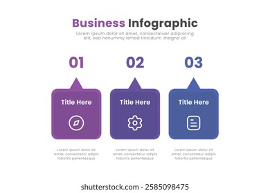 Business infographic template design. Timeline concept with 3 steps. Can be used for presentations, workflow layout, diagram, banner, web design, Vector illustration.