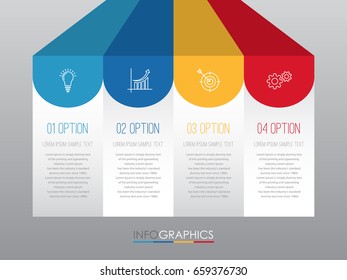 Business Info-graphic Template diagram with 4 steps multi-Color design, labels design, Vector info-graphic element, Flat style vector illustration EPS 10.