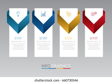 Business Info-graphic Template diagram with 4 steps multi-Color design, labels design, Vector info-graphic element, Flat style vector illustration EPS 10.
