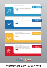 Business Info-graphic Template diagram with 4 steps multi-Color design, labels design, Vector info-graphic element, Flat style vector illustration EPS 10.