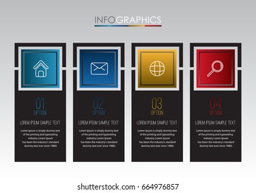 Business Info-graphic Template diagram with 4 steps multi-Color design, labels design, Vector info-graphic element, Flat style vector illustration EPS 10.